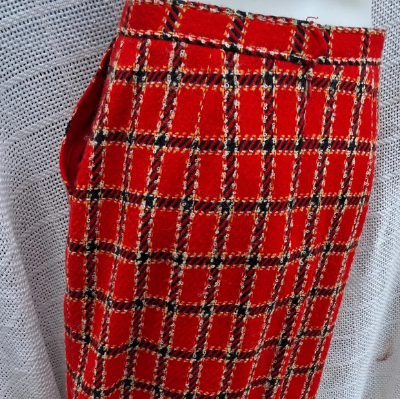 Evan Piccone red boucle vintage kick pleat skirt 8-12 - Picture 11 of 16